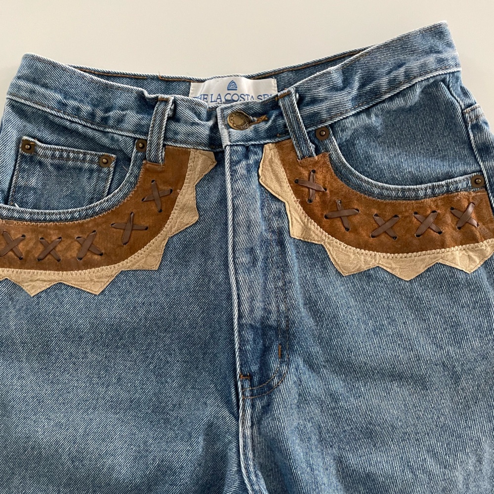 The La Costa Spa Jeans with Leather Detail at Pocket Size 28 Juniors 9